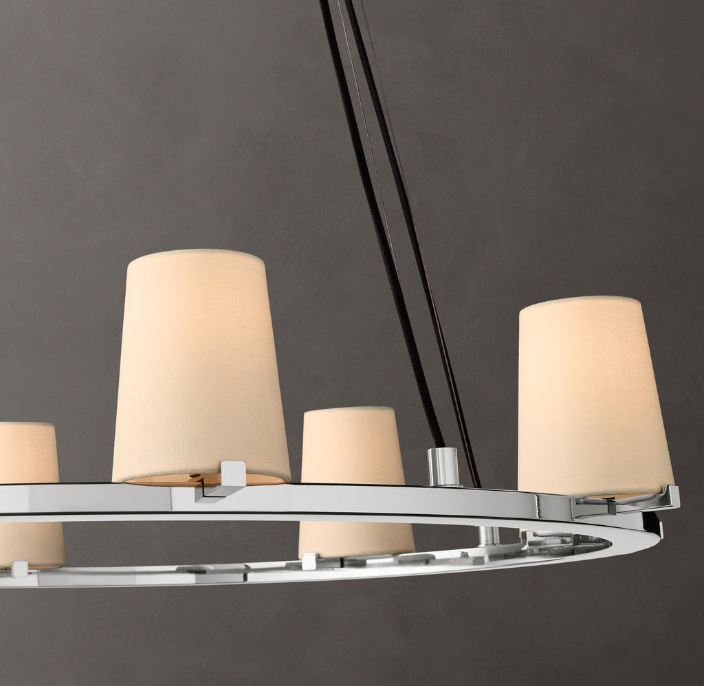Artisan Pauillac Fabric Shade Round Chandelier – 36" Polished Nickel