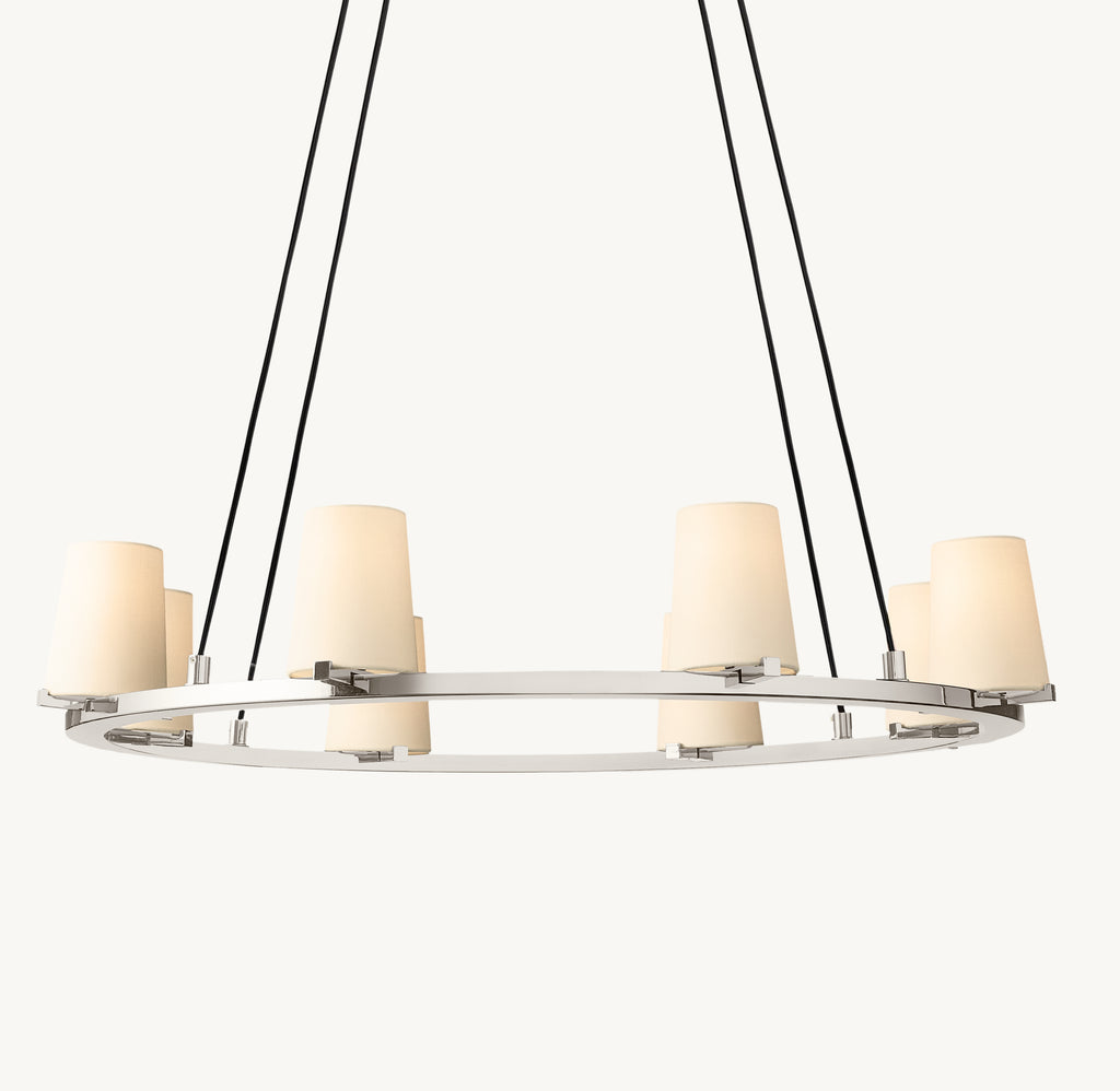 Artisan Pauillac Fabric Shade Round Chandelier, alternate view