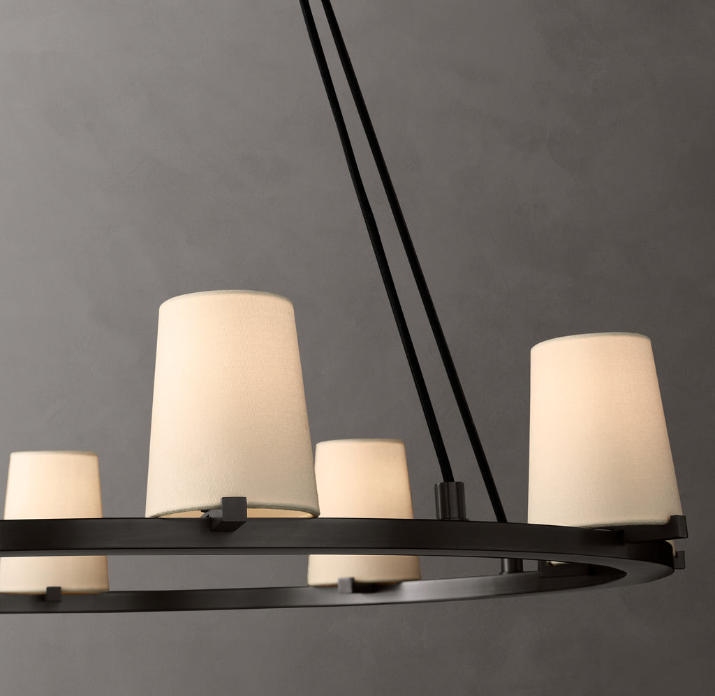 Artisan Pauillac Fabric Shade Round Chandelier – 36" Bronze
