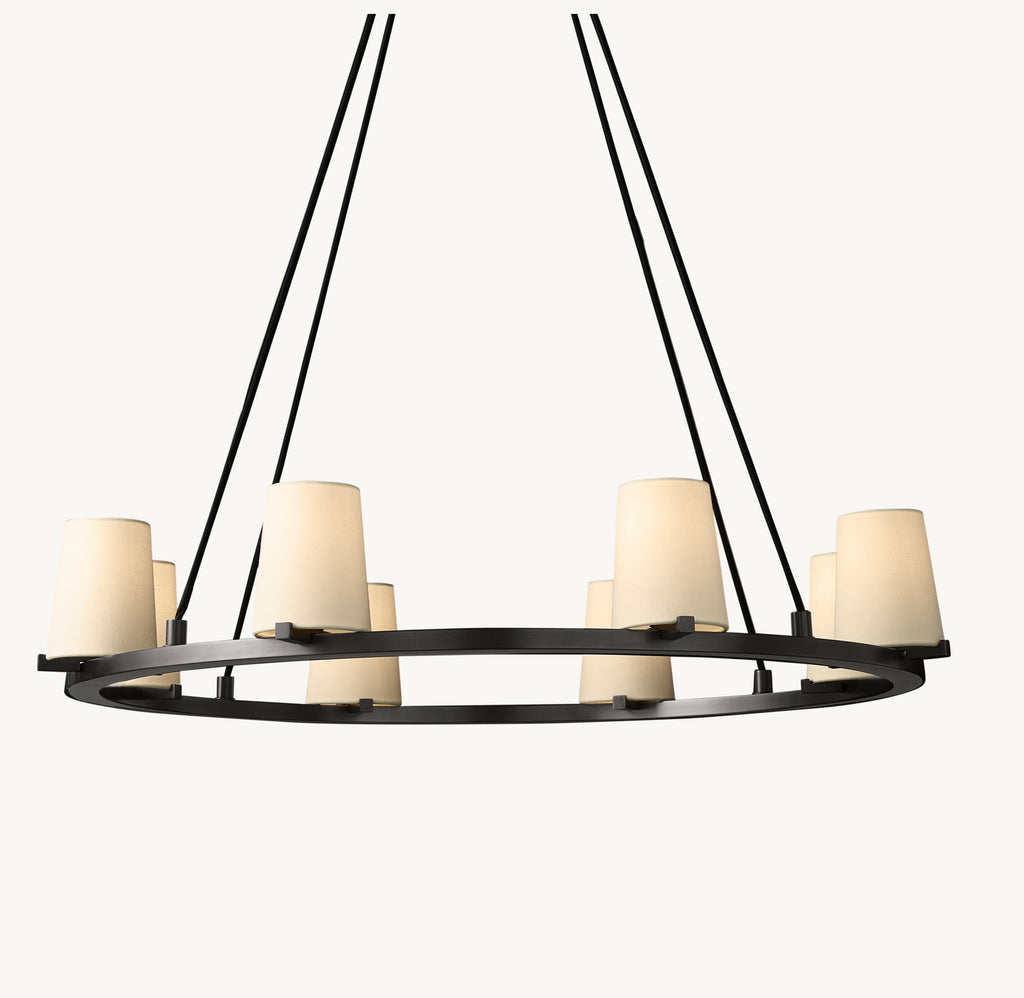 Artisan Pauillac Fabric Shade Round Chandelier, alternate view