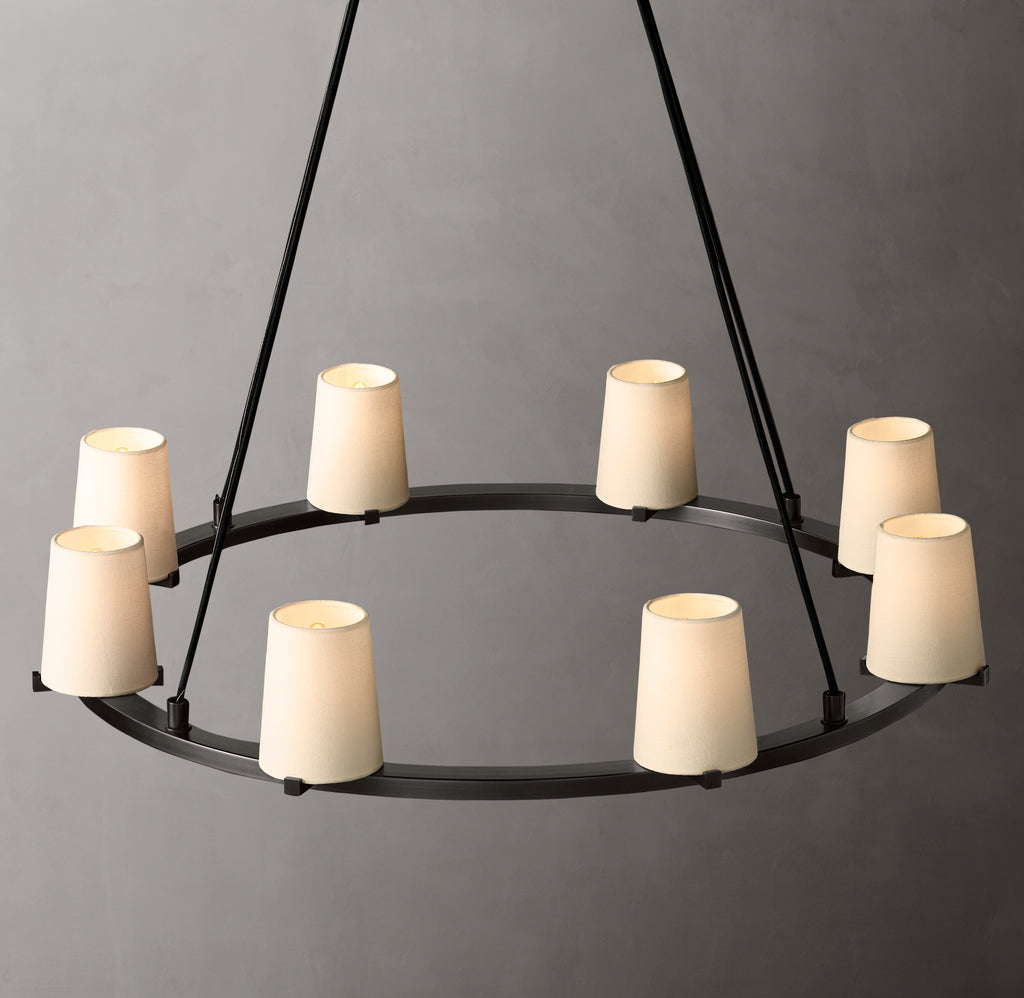 Artisan Pauillac Fabric Shade Round Chandelier – 36" Bronze