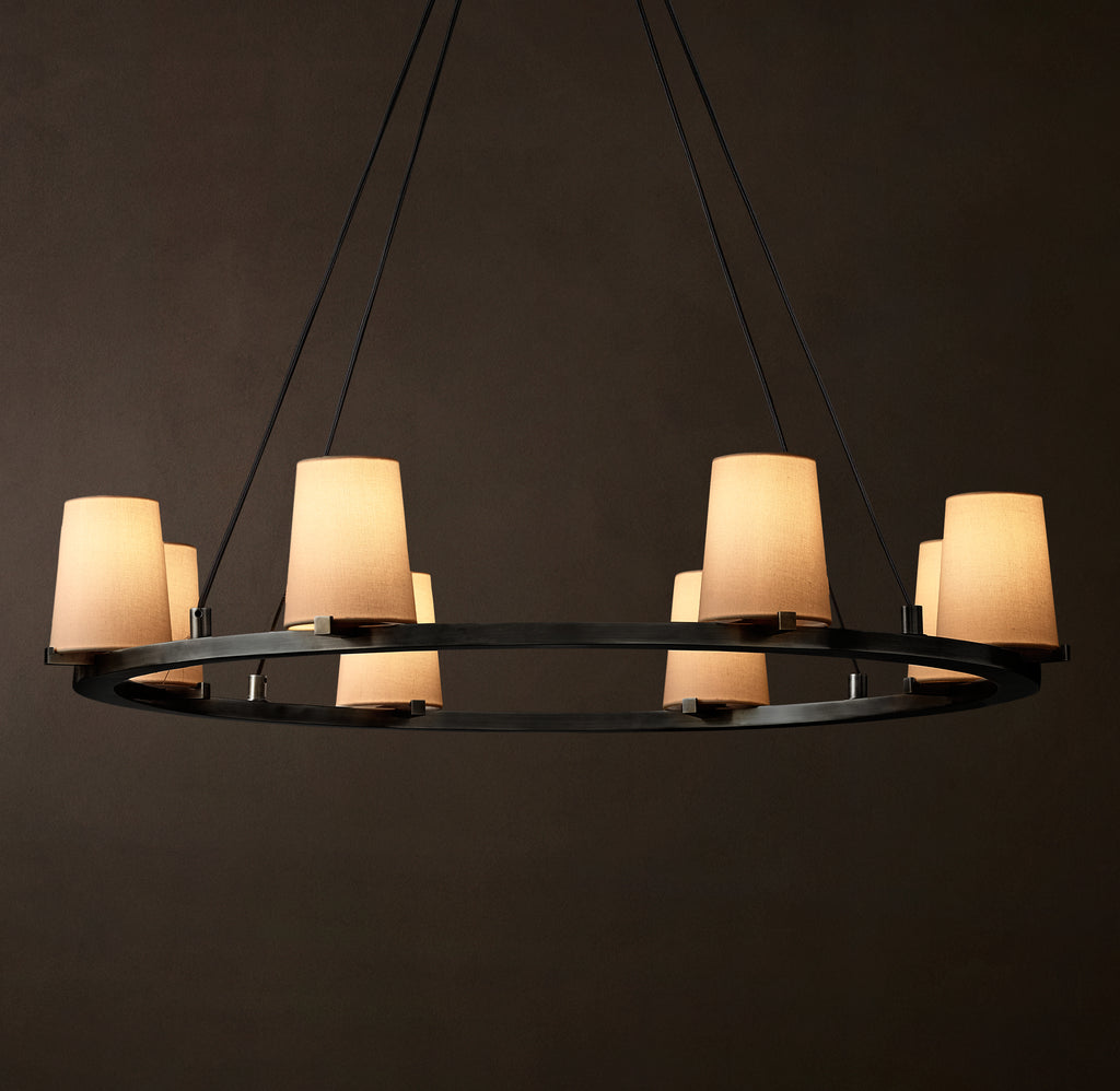 Artisan Pauillac Fabric Shade Round Chandelier – 36" Bronze