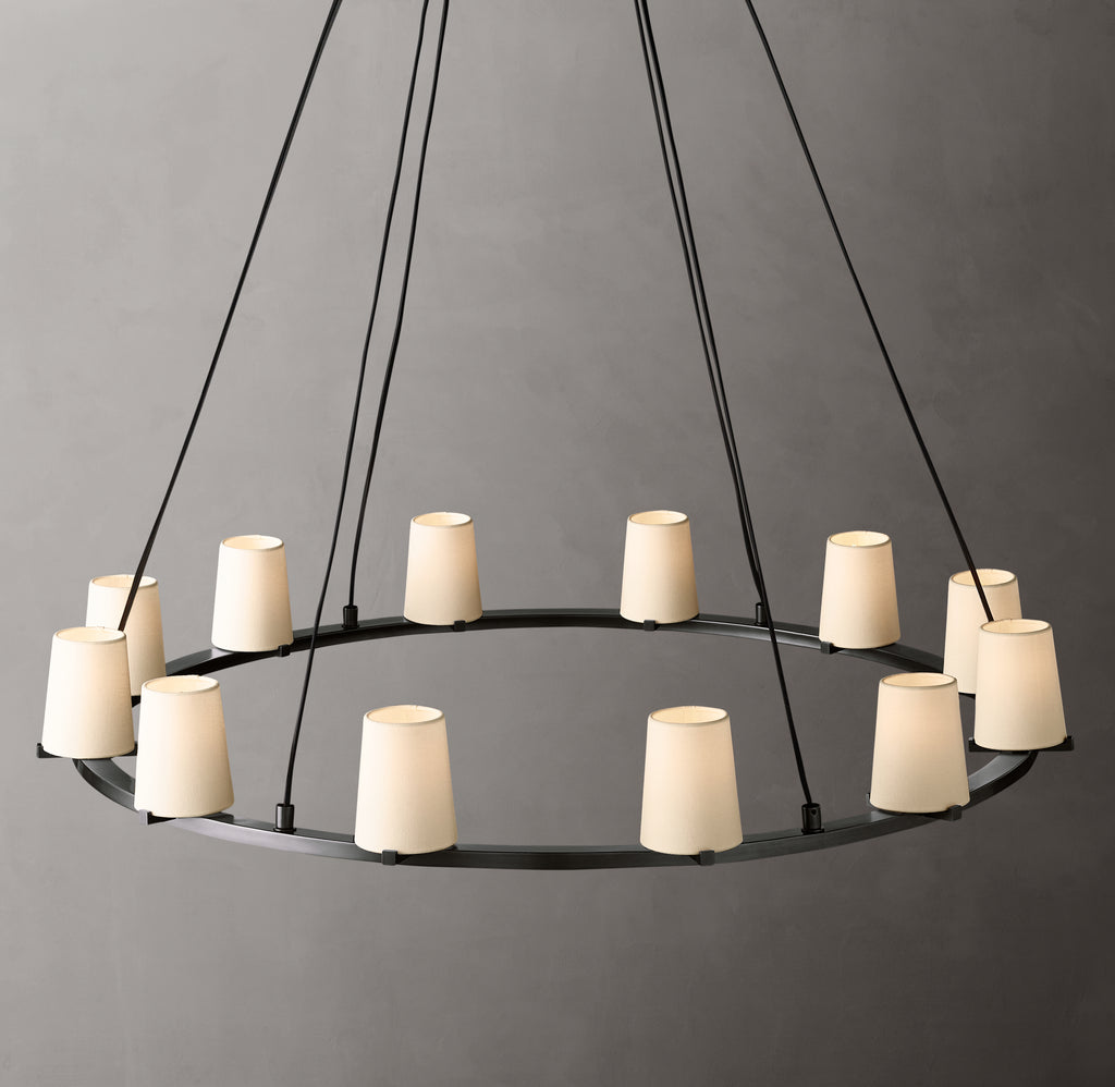 Artisan Pauillac Fabric Shade Round Chandelier – 48" Bronze