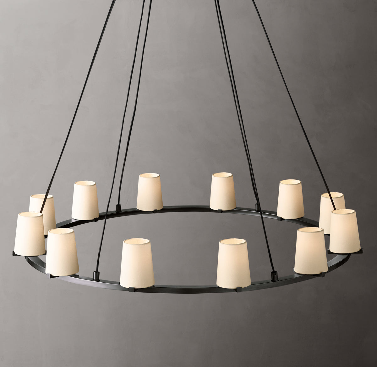 Artisan Pauillac Fabric Shade Round Chandelier – 48" Bronze