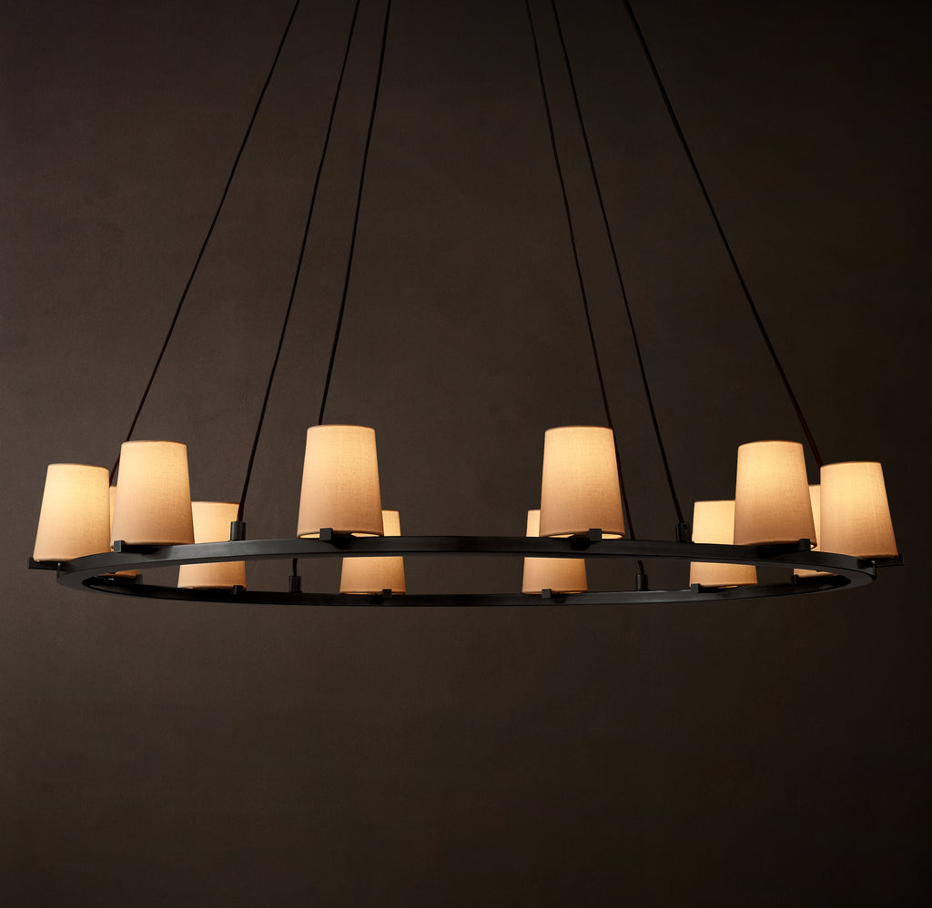 Artisan Pauillac Fabric Shade Round Chandelier – 48" Bronze