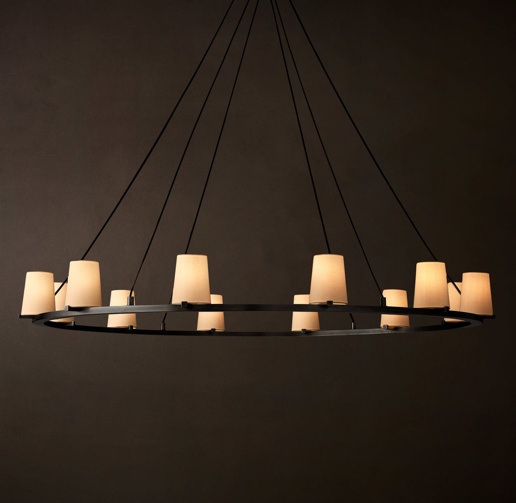 Artisan Pauillac Fabric Shade Round Chandelier – 60" Bronze