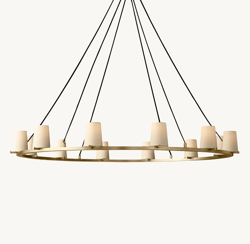 Artisan Pauillac Fabric Shade Round Chandelier, alternate view