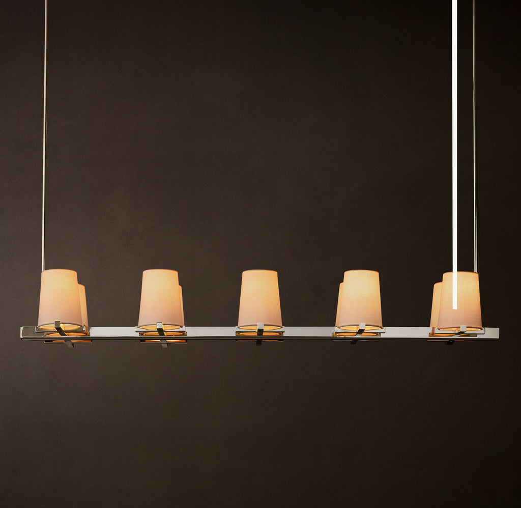 Artisan Pauillac Fabric Shade Linear Chandelier – 49"