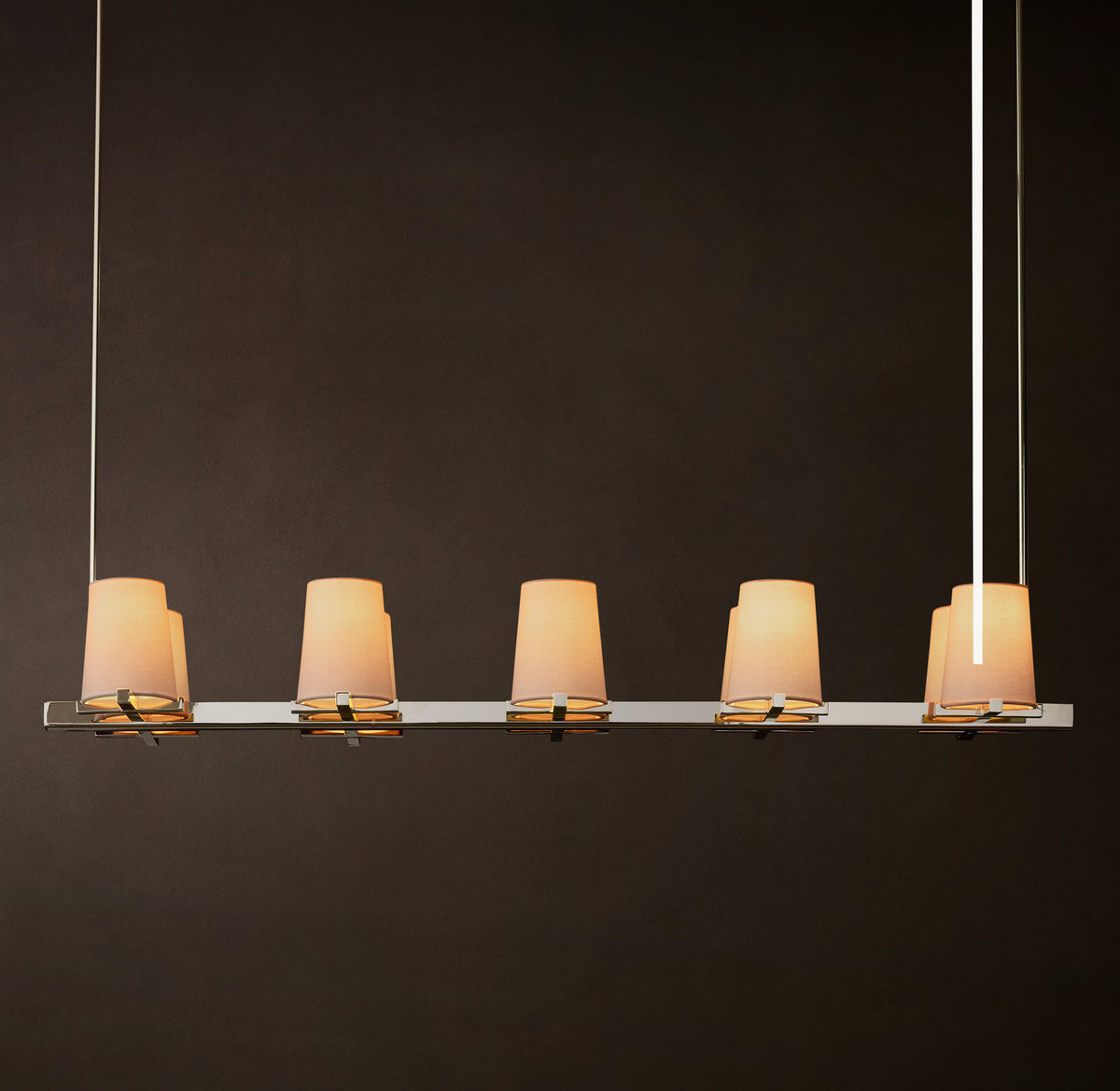 Artisan Pauillac Fabric Shade Linear Chandelier – 49"