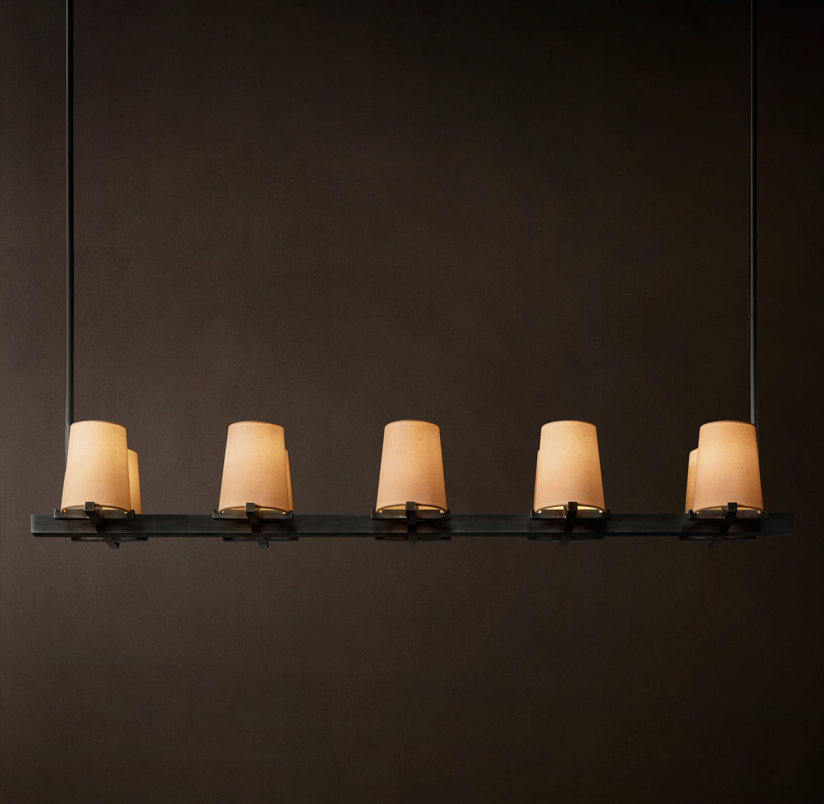 Artisan Pauillac Fabric Shade Linear Chandelier – 49"