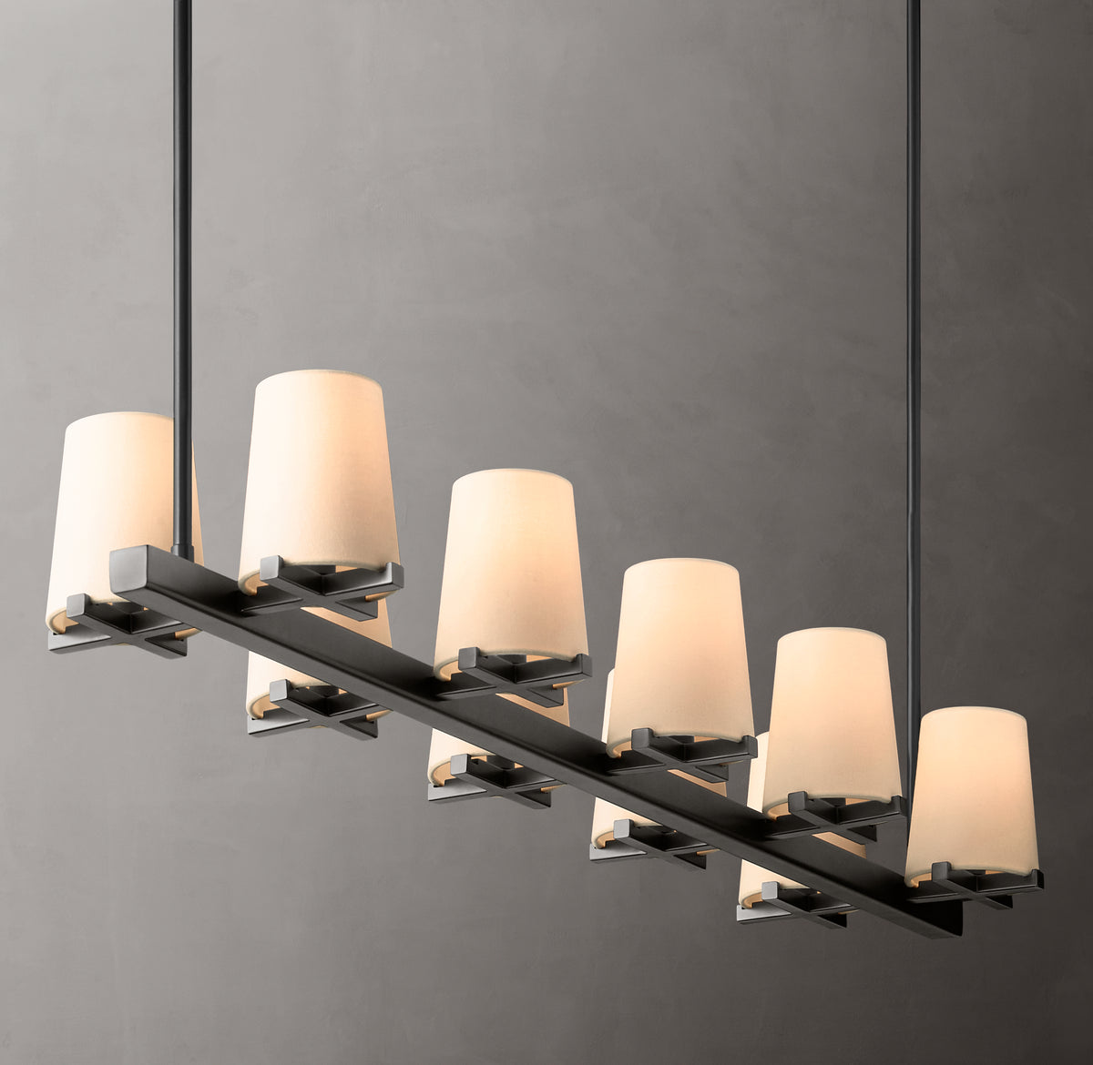 Artisan Pauillac Fabric Shade Linear Chandelier – 49"