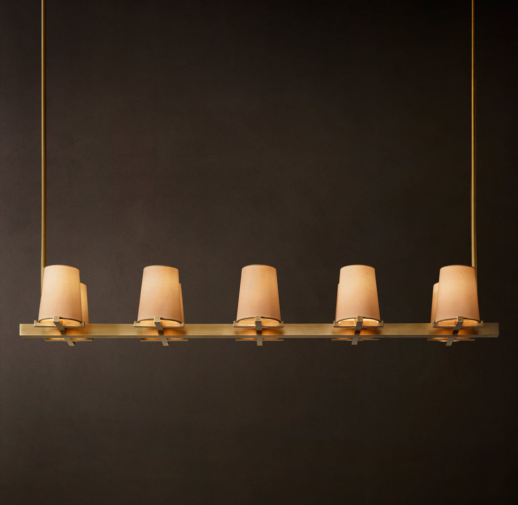 Artisan Pauillac Fabric Shade Linear Chandelier – 49"