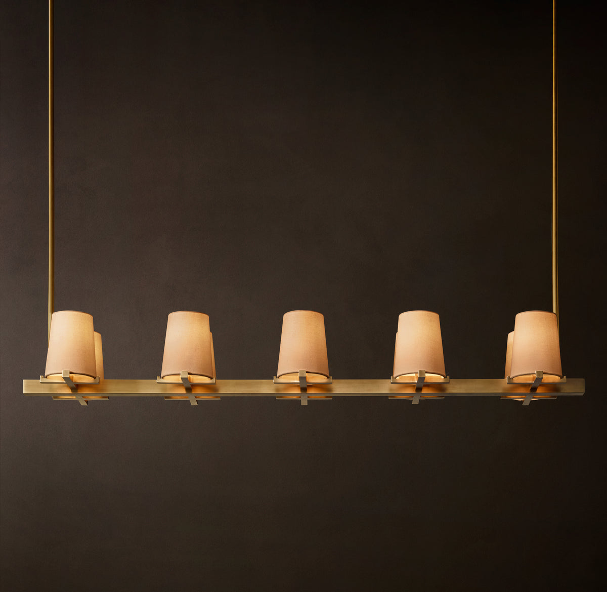 Artisan Pauillac Fabric Shade Linear Chandelier – 49"