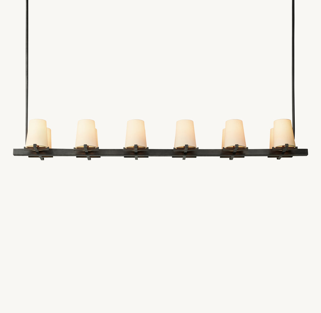 Artisan Pauillac Fabric Shade Linear Chandelier, alternate view