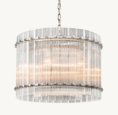 Sculptural San Marco Glass Round Chandelier – 22" Polished Nickel