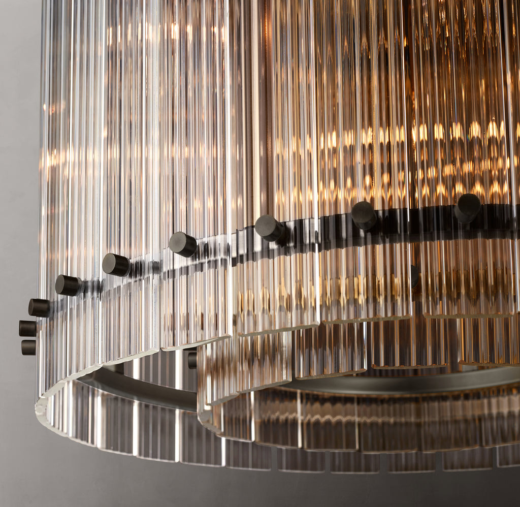 Sculptural San Marco Glass Round Chandelier – 22" Bronze