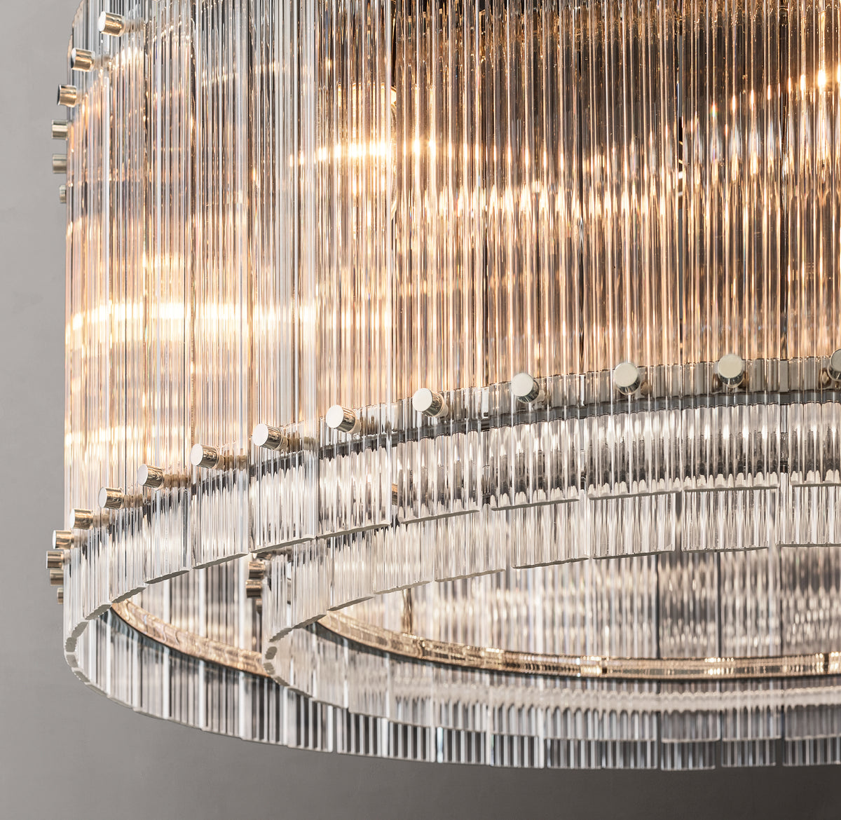 Sculptural San Marco Glass Round Chandelier – 37" Polished Nickel