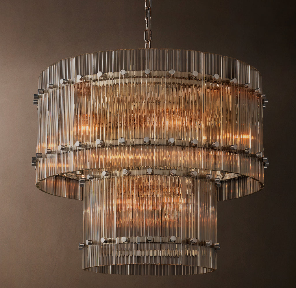 Sculptural San Marco Glass Two-Tier Round Chandelier, alternate view