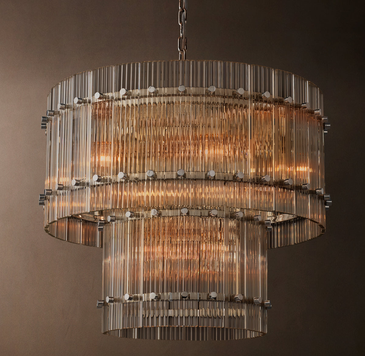Sculptural San Marco Glass Two-Tier Round Chandelier, alternate view