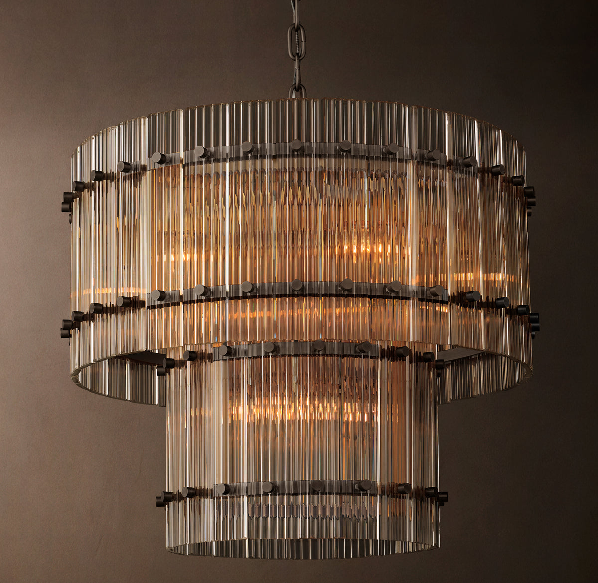 Sculptural San Marco Glass Two-Tier Round Chandelier, alternate view