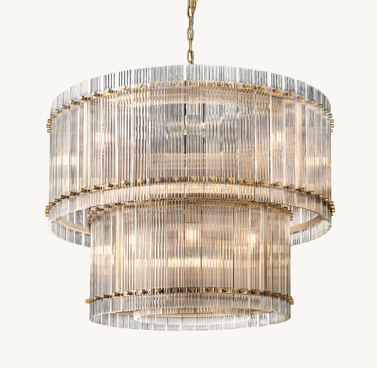 Sculptural San Marco Glass Two-Tier Round Chandelier