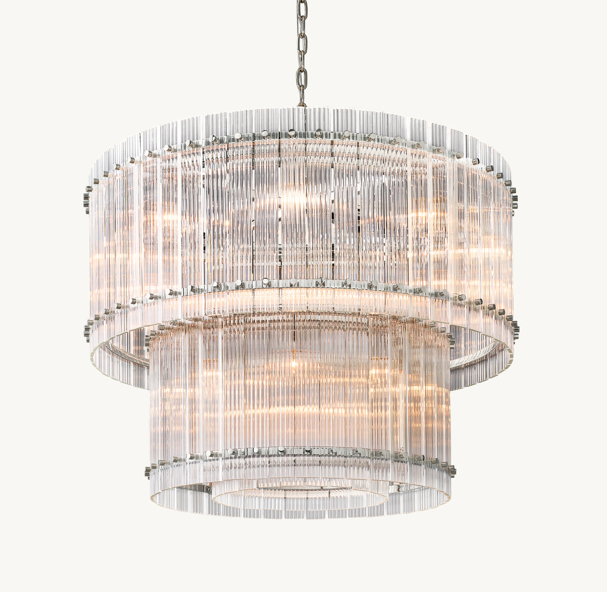 Sculptural San Marco Glass Two-Tier Round Chandelier
