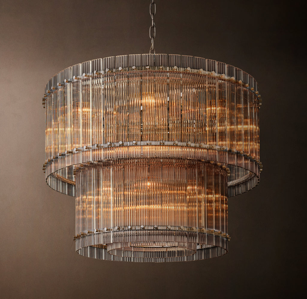 Sculptural San Marco Glass Two-Tier Round Chandelier, alternate view