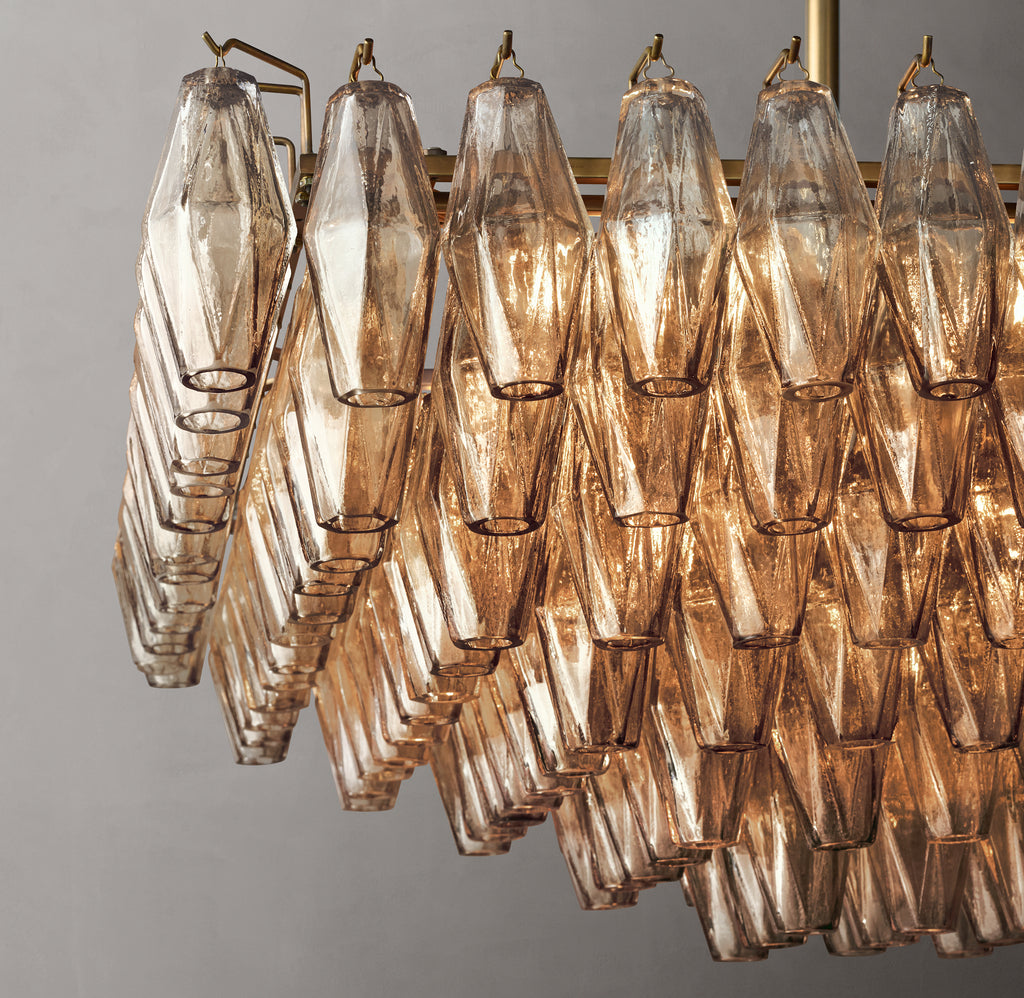 Artisan Chiara Smoke Glass Tiered Rectangular Chandelier