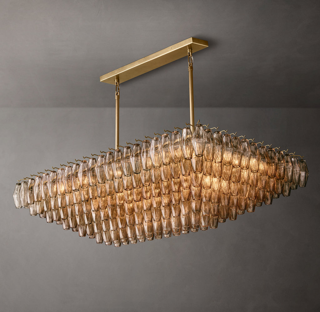 Artisan Chiara Smoke Glass Tiered Rectangular Chandelier