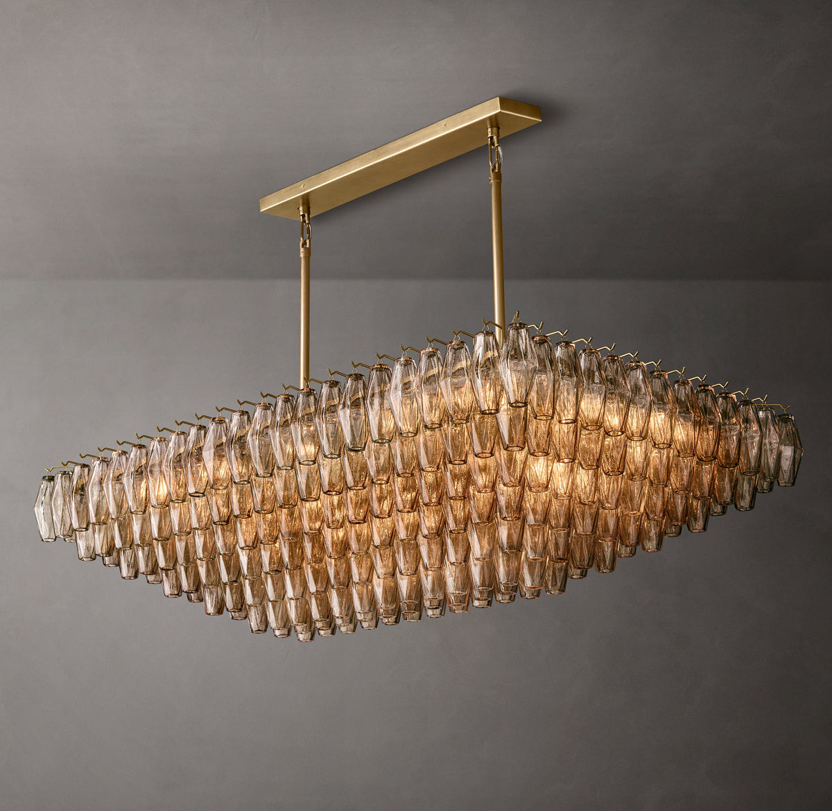 Artisan Chiara Smoke Glass Tiered Rectangular Chandelier