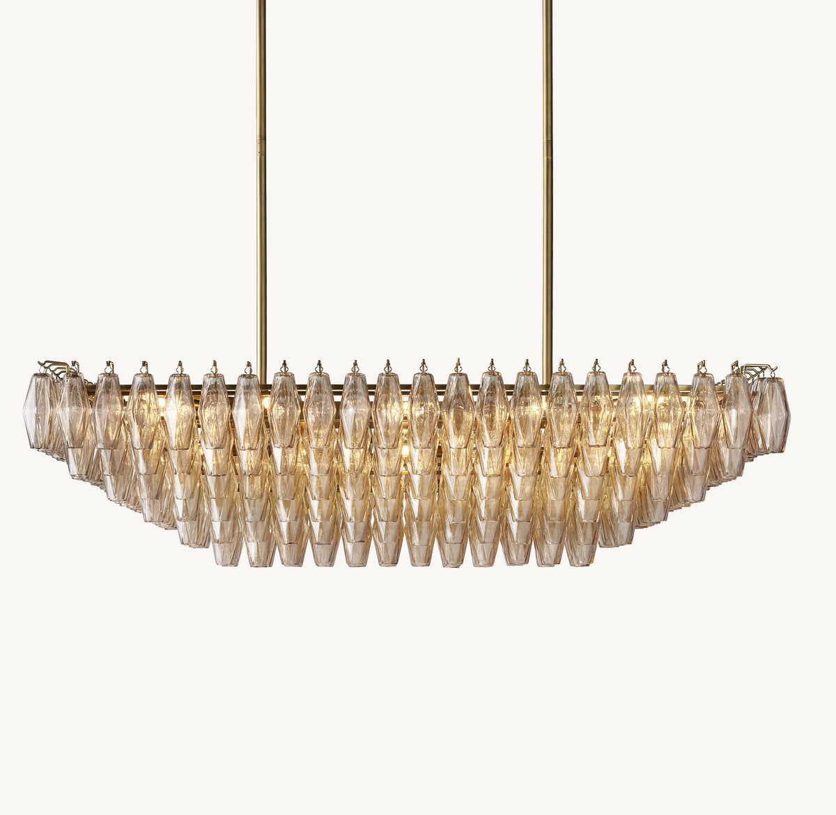 Artisan Chiara Smoke Glass Tiered Rectangular Chandelier, alternate view