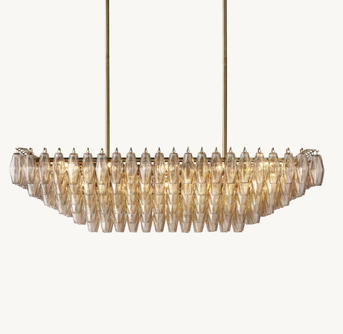 Artisan Chiara Smoke Glass Tiered Rectangular Chandelier, alternate view