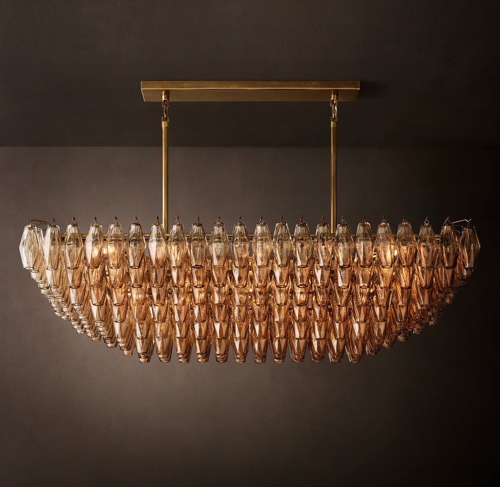 Artisan Chiara Smoke Glass Tiered Rectangular Chandelier