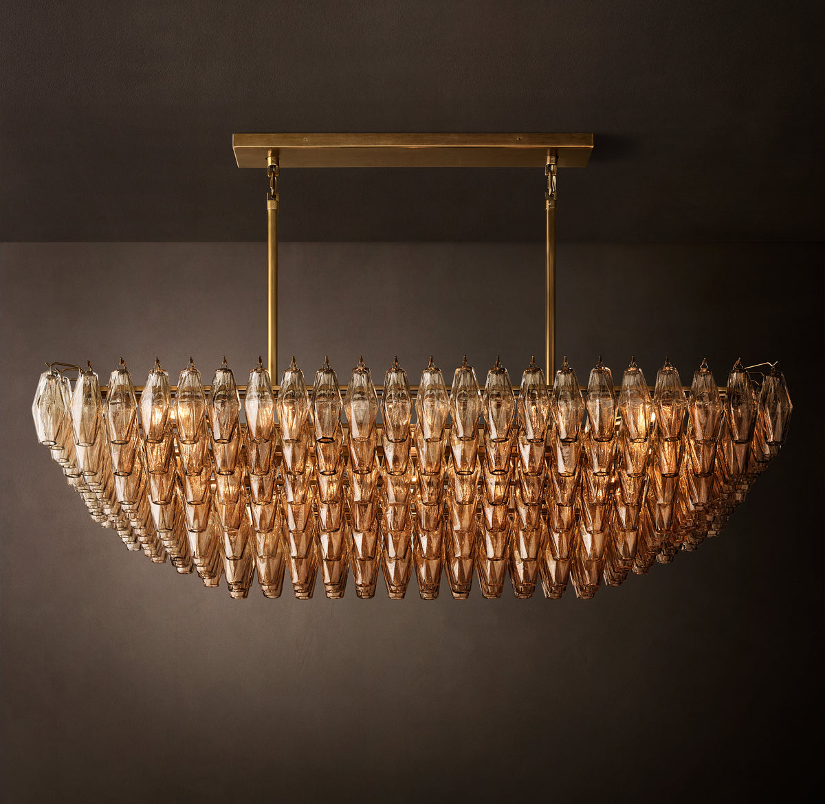Artisan Chiara Smoke Glass Tiered Rectangular Chandelier