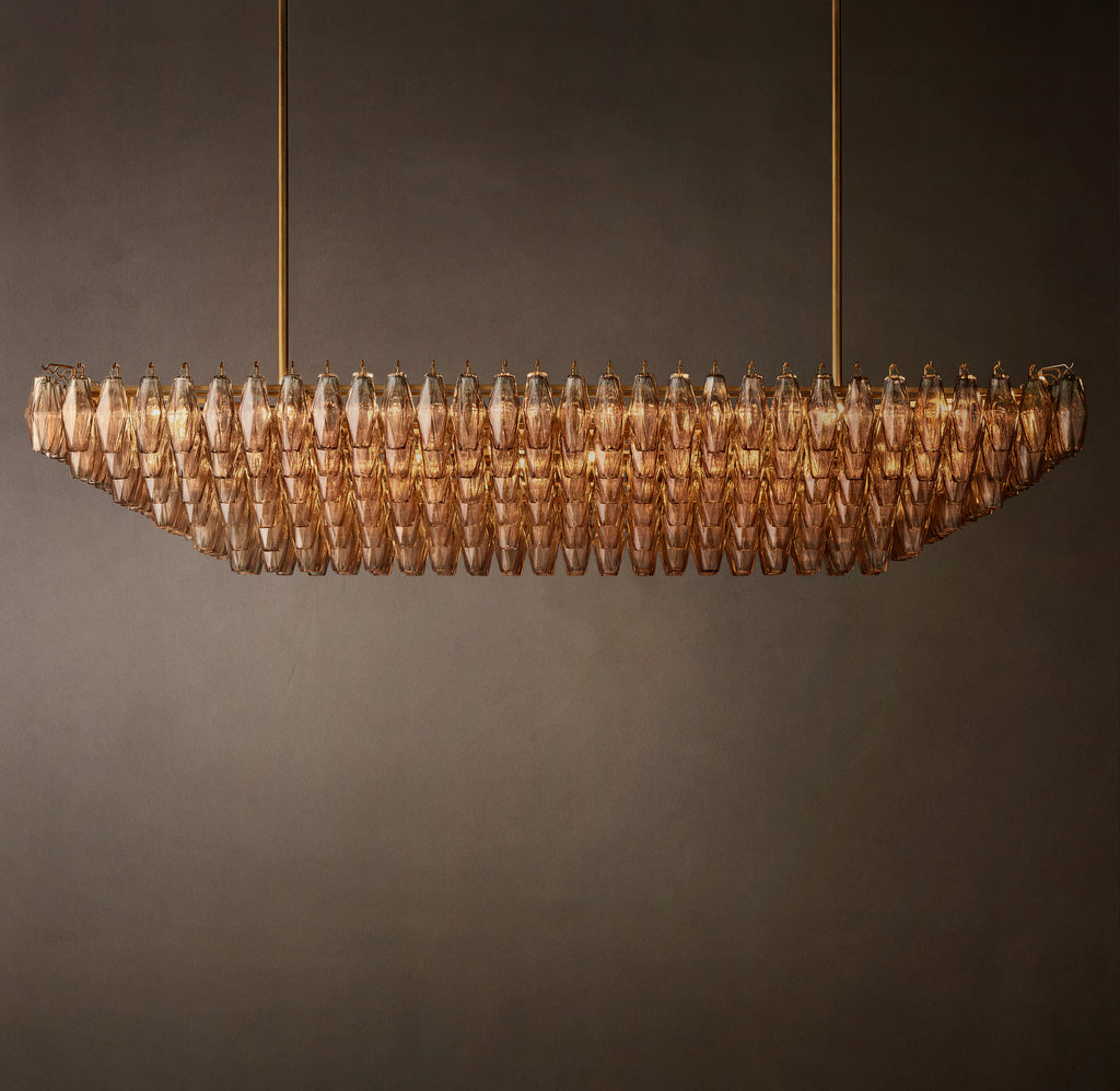 Artisan Chiara Smoke Glass Tiered Rectangular Chandelier, alternate view