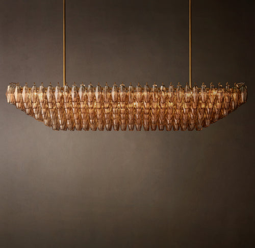 Artisan Chiara Smoke Glass Tiered Rectangular Chandelier, alternate view