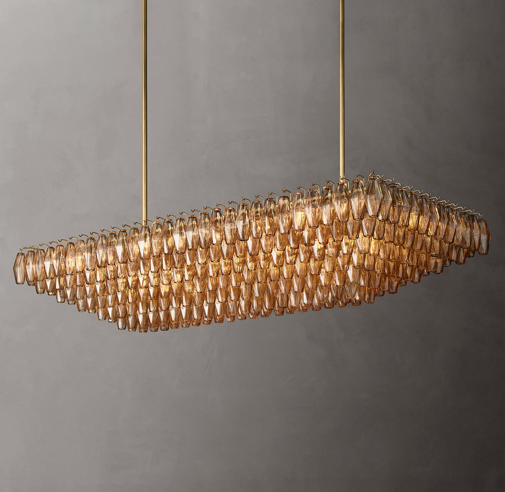Artisan Chiara Smoke Glass Tiered Rectangular Chandelier