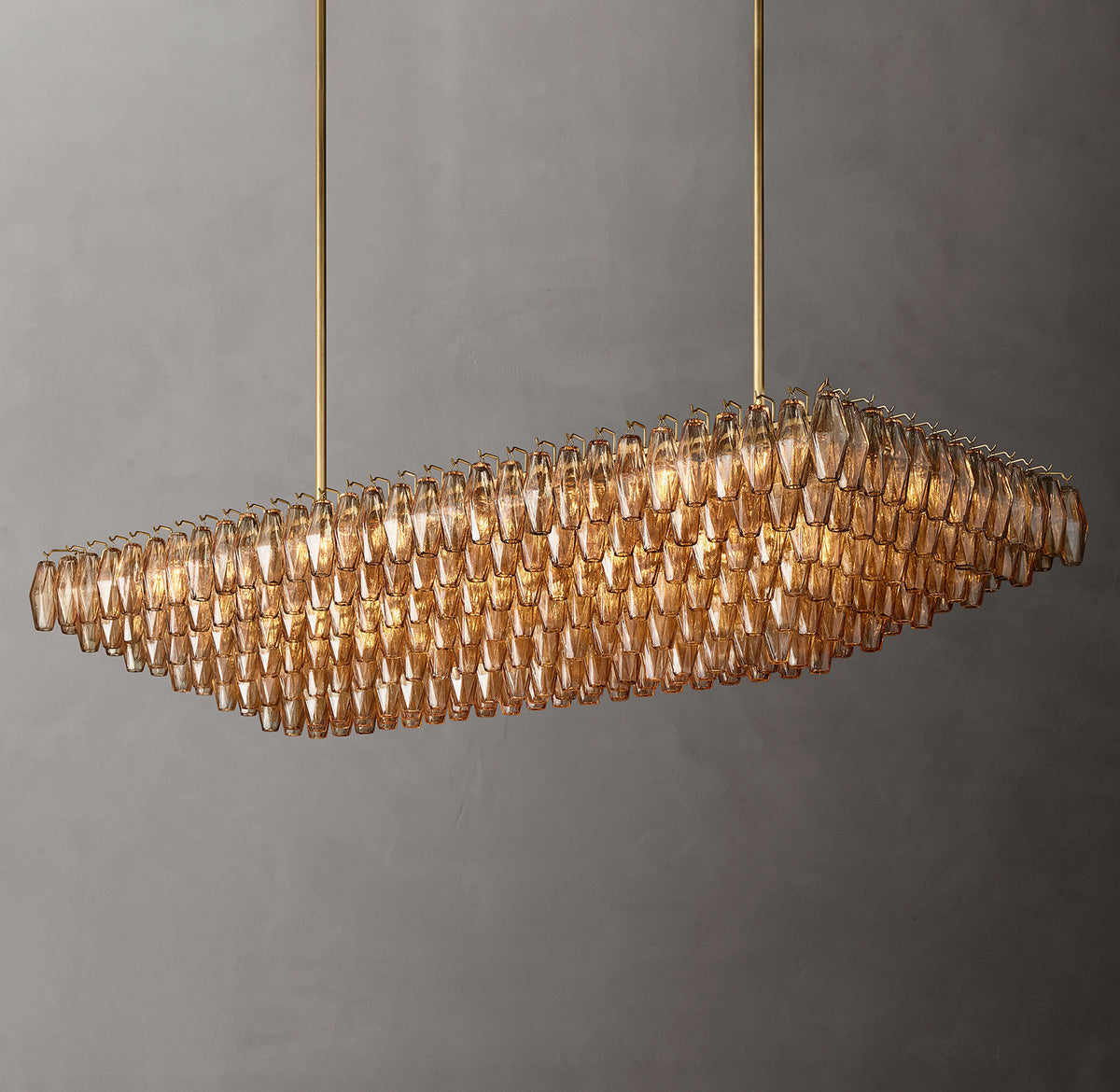 Artisan Chiara Smoke Glass Tiered Rectangular Chandelier
