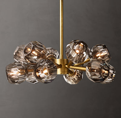 Heritage Boule De Cristal Smoke Glass Round Chandelier – 24" Lacquered Burnished Brass
