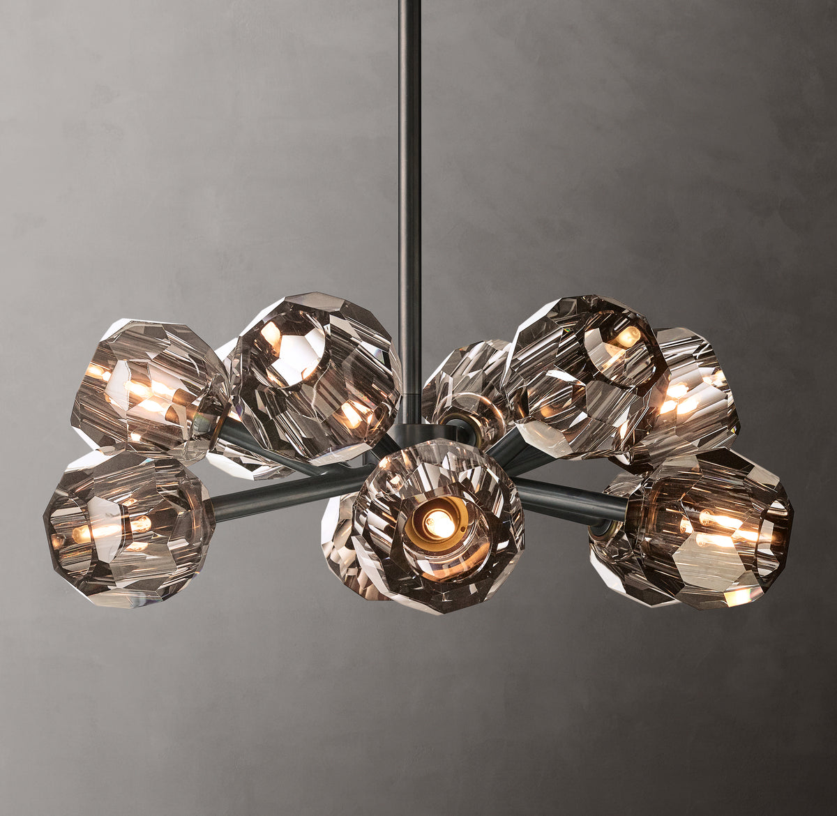 Heritage Boule De Cristal Smoke Glass Round Chandelier – 24" Bronze