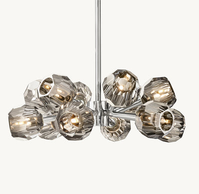 Heritage Boule De Cristal Smoke Glass Round Chandelier – 24" Polished Nickel