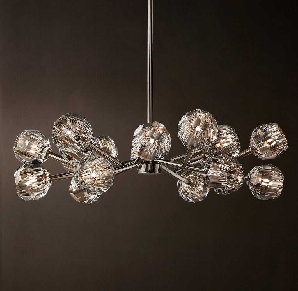 Heritage Boule De Cristal Clear Glass Round Chandelier – 36" Polished Nickel