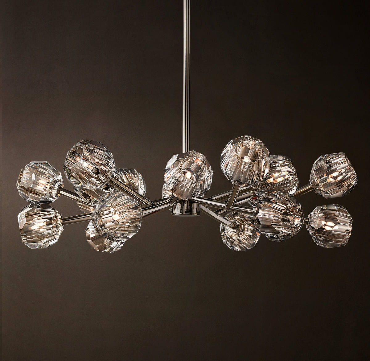 Heritage Boule De Cristal Clear Glass Round Chandelier – 36" Polished Nickel