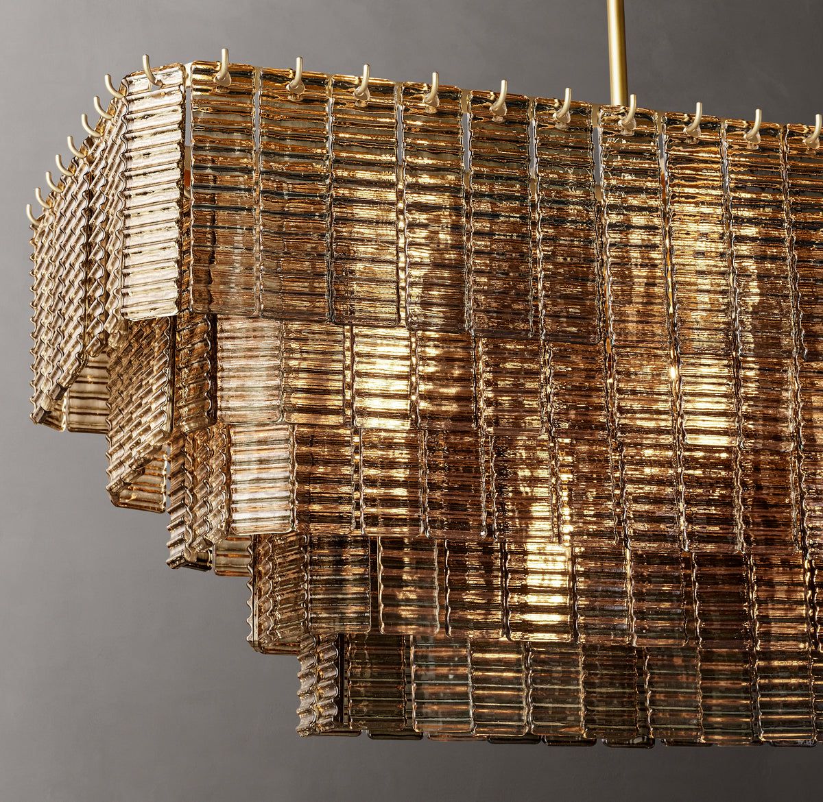 Heritage Sirene Smoke Glass Rectangular Chandelier – 59"