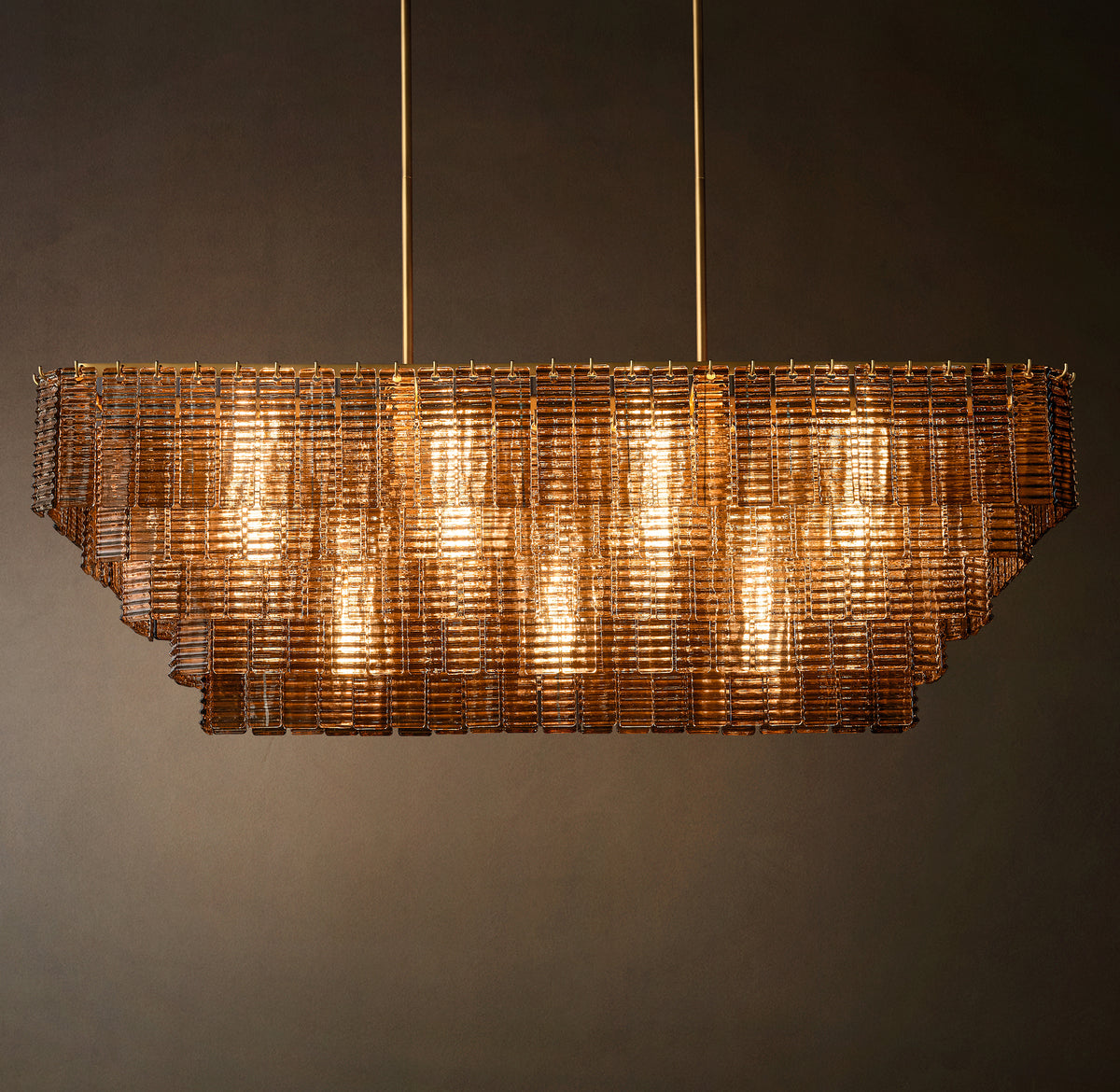 Heritage Sirene Smoke Glass Rectangular Chandelier, alternate view