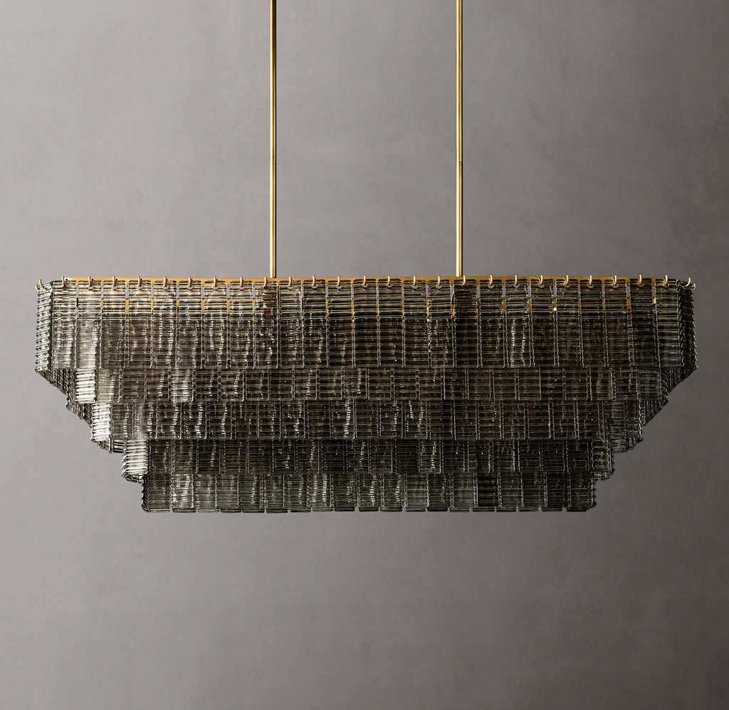Heritage Sirene Smoke Glass Rectangular Chandelier – 59"