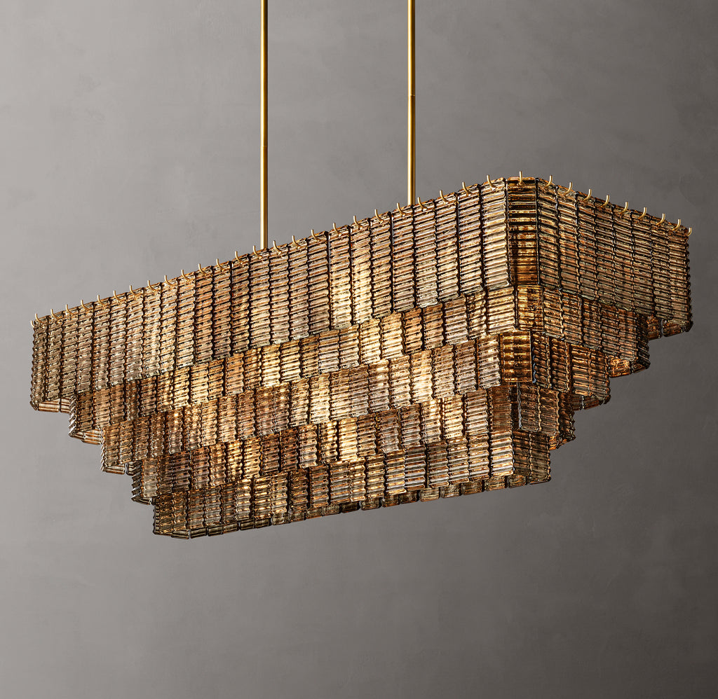 Heritage Sirene Smoke Glass Rectangular Chandelier – 59"