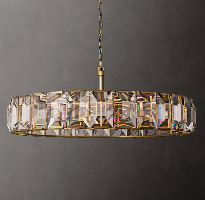 Signature Harlow Crystal Round Chandelier – 60" Lacquered Burnished Brass