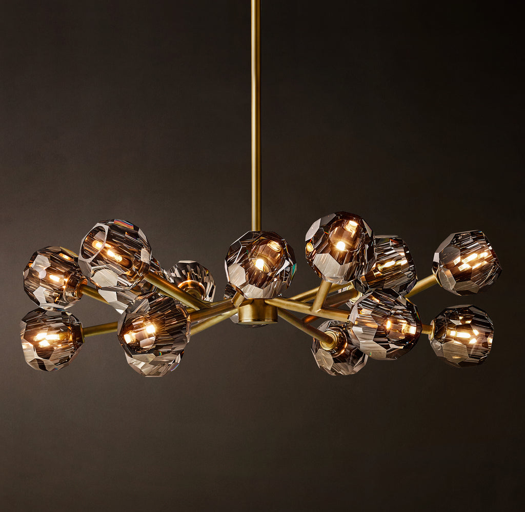 Heritage Boule De Cristal Smoke Glass Round Chandelier – 36" Lacquered Burnished Brass