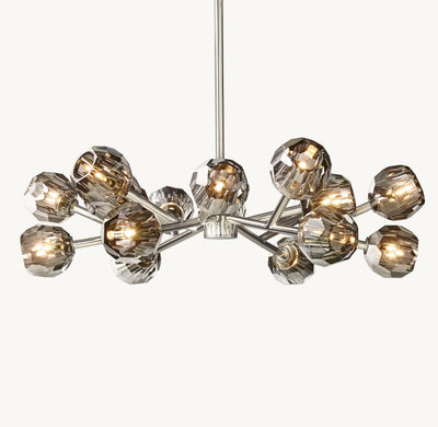 Heritage Boule De Cristal Smoke Glass Round Chandelier – 36" Polished Nickel